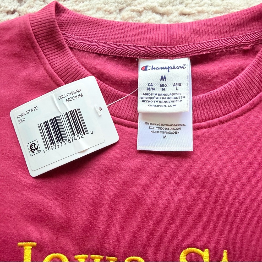 NWT-Champion Embroidered Iowa State Cyclones Maroon Crewneck Sweatshirt Sz M - Picture 5 of 15